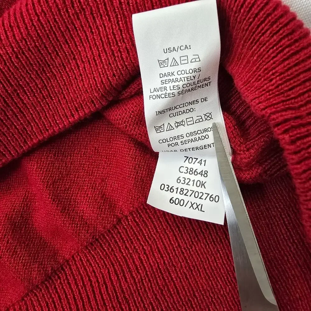 Chaps Cashmere Red V-Neck Sweater Men’s XXL Old Money Grandpa Core Luxury Knit